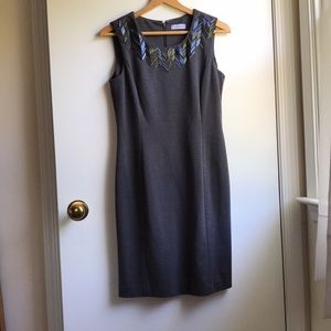 Calvin Klein Shift Dress Beaded Neckline Detail 6